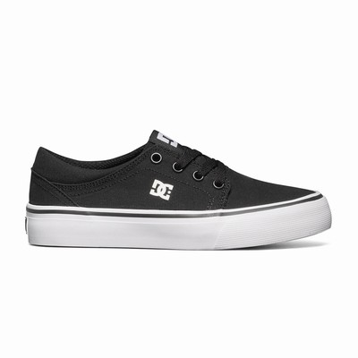 DC Trase Canvas Kid's Black/White Sneakers Australia LXV-190